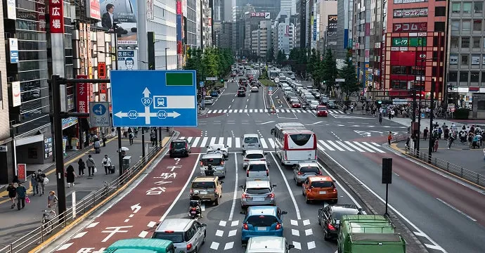 Busy city street representing connected networks